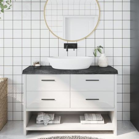 vidaXL Encimera baño madera maciza tratada gris oscuro 120x40x(2-6) cm