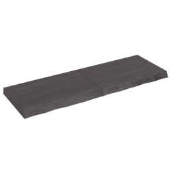 vidaXL Encimera baño madera maciza tratada gris oscuro 120x40x(2-6) cm
