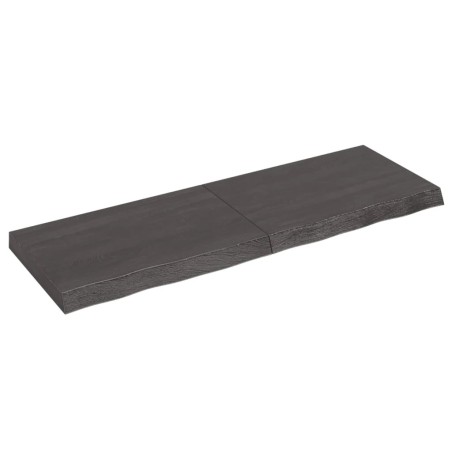vidaXL Encimera baño madera maciza tratada gris oscuro 120x40x(2-6) cm