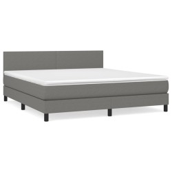 vidaXL Cama box spring con colchón tela gris oscuro 180x200 cm