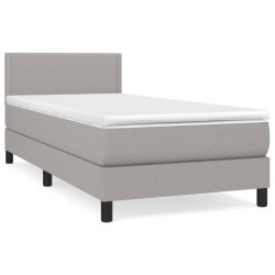vidaXL Cama box spring con colchón tela gris claro 90x190 cm