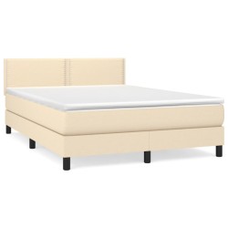 vidaXL Cama box spring con colchón tela color crema 140x200 cm