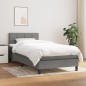 vidaXL Cama box spring con colchón tela gris oscuro 80x200 cm