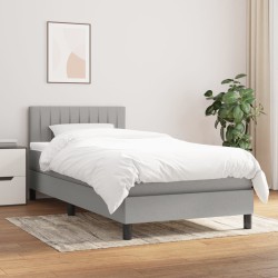 vidaXL Cama box spring con colchón tela gris claro 80x200 cm