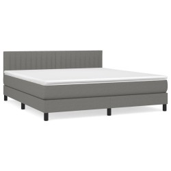 vidaXL Cama box spring con colchón tela gris oscuro 160x200 cm