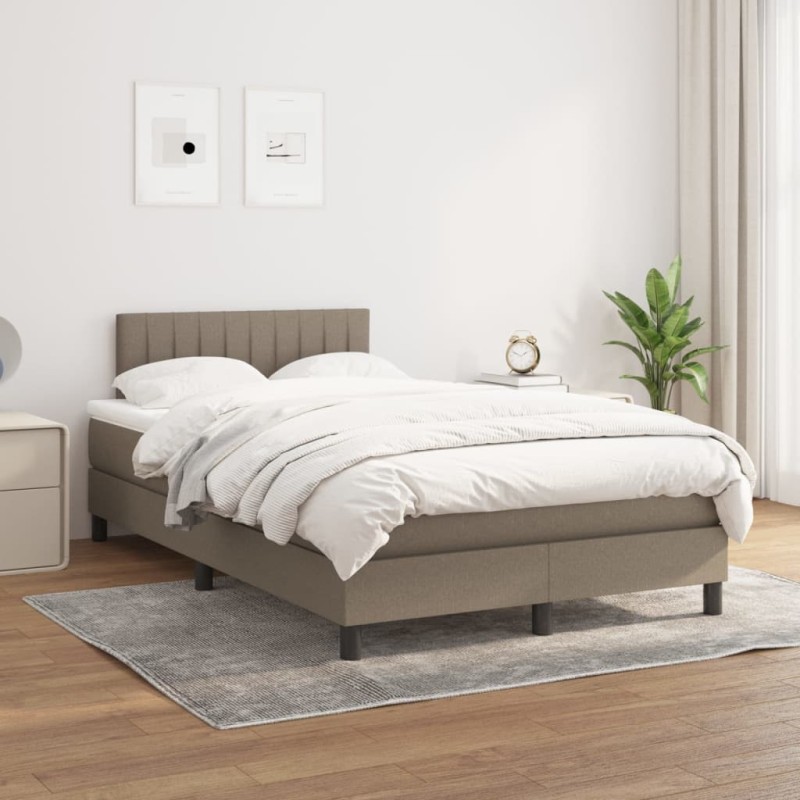 vidaXL Cama box spring con colchón tela gris taupe 120x200 cm vidaXL Cama box spring con colchón tela gris taupe 120x200 cm