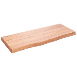 vidaXL Encimera baño madera maciza tratada marrón claro 100x40x(2-6)cm