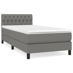 vidaXL Cama box spring con colchón tela gris oscuro 90x190 cm