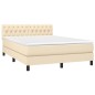 vidaXL Cama box spring con colchón tela color crema 140x200 cm