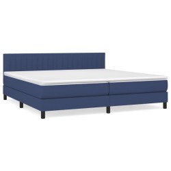 vidaXL Cama box spring con colchón tela azul 200x200 cm
