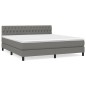 vidaXL Cama box spring con colchón tela gris oscuro 180x200 cm
