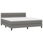 vidaXL Cama box spring con colchón tela gris oscuro 180x200 cm