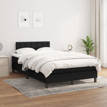 vidaXL Cama box spring con colchón tela negro 120x200 cm