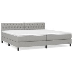 vidaXL Cama box spring con colchón tela gris claro 200x200 cm