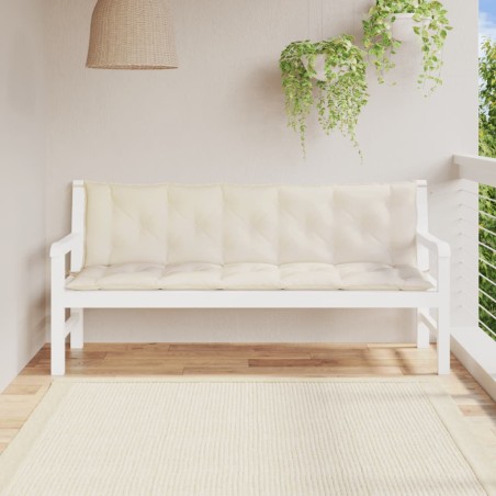 vidaXL Cojines de banco de jardín 2 uds blanco crema 180x50x7 cm