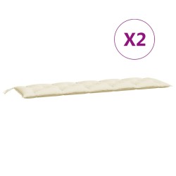 vidaXL Cojines de banco de jardín 2 uds blanco crema 180x50x7 cm