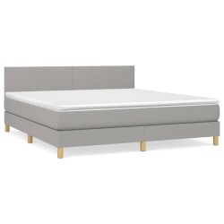 vidaXL Cama box spring con colchón tela gris claro 160x200 cm