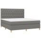 vidaXL Cama box spring colchón y luces LED tela gris oscuro 160x200 cm vidaXL Cama box spring colchón y luces LED tela gris oscuro 160x200 cm