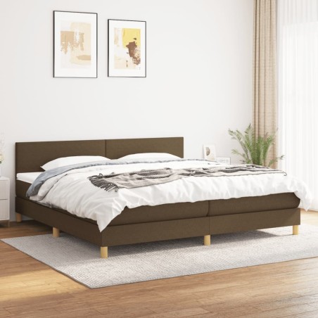 vidaXL Cama box spring con colchón tela marrón oscuro 200x200 cm