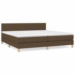 vidaXL Cama box spring con colchón tela marrón oscuro 200x200 cm