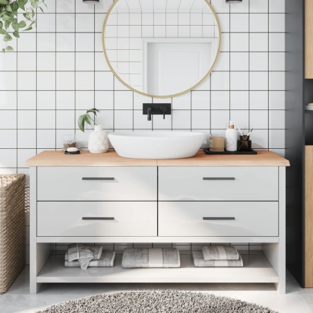 vidaXL Encimera de baño madera maciza sin tratar 160x60x(2-4) cm