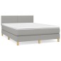 vidaXL Cama box spring con colchón tela gris claro 140x190 cm