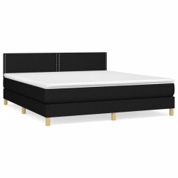 vidaXL Cama box spring con colchón tela negro 180x200 cm