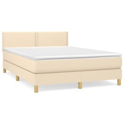 vidaXL Cama box spring con colchón tela color crema 140x190 cm