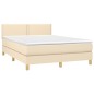vidaXL Cama box spring con colchón tela color crema 140x190 cm vidaXL Cama box spring con colchón tela color crema 140x190 cm