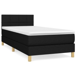 vidaXL Cama box spring con colchón tela negro 100x200 cm