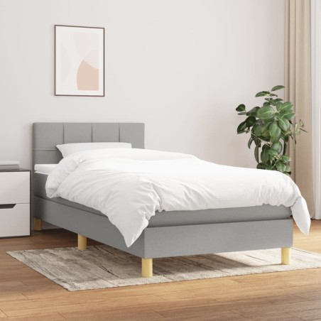 vidaXL Cama box spring con colchón tela gris claro 80x200 cm