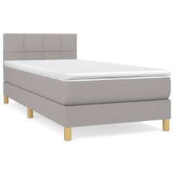 vidaXL Cama box spring con colchón tela gris claro 80x200 cm