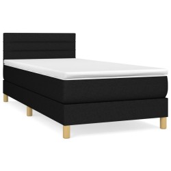 vidaXL Cama box spring con colchón tela negro 80x200 cm
