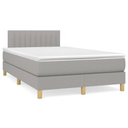 vidaXL Cama box spring con colchón tela gris claro 120x200 cm