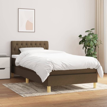 vidaXL Cama box spring con colchón tela marrón oscuro 80x200 cm