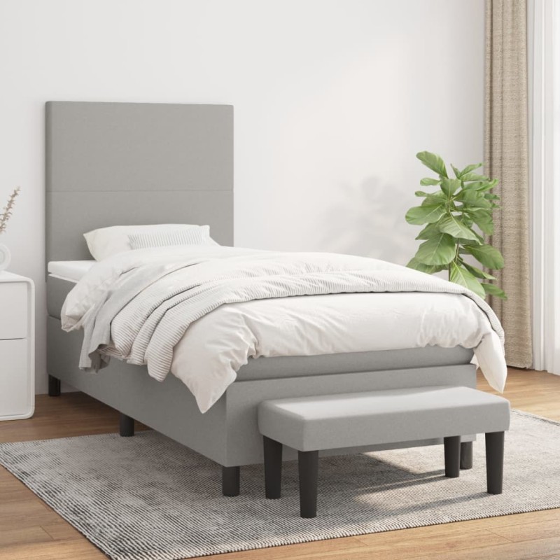 vidaXL Cama box spring con colchón tela gris claro 80x200 cm vidaXL Cama box spring con colchón tela gris claro 80x200 cm