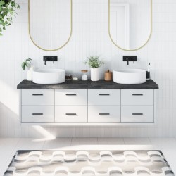 vidaXL Encimera baño madera maciza tratada gris oscuro 180x50x(2-6) cm