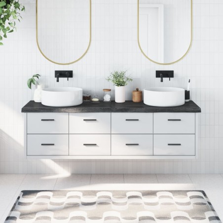 vidaXL Encimera baño madera maciza tratada gris oscuro 180x50x(2-6) cm