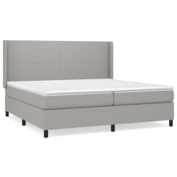 vidaXL Cama box spring con colchón tela gris claro 200x200 cm