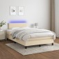 vidaXL Cama box spring con colchón y LED tela crema 120x200 cm vidaXL Cama box spring con colchón y LED tela crema 120x200 cm
