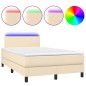 vidaXL Cama box spring con colchón y LED tela crema 120x200 cm vidaXL Cama box spring con colchón y LED tela crema 120x200 cm