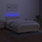 vidaXL Cama box spring con colchón y LED tela crema 120x200 cm vidaXL Cama box spring con colchón y LED tela crema 120x200 cm