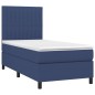 vidaXL Cama box spring colchón y luces LED tela azul 90x200 cm vidaXL Cama box spring colchón y luces LED tela azul 90x200 cm