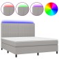 vidaXL Cama box spring colchón y luces LED tela gris claro 160x200 cm vidaXL Cama box spring colchón y luces LED tela gris claro 160x200 cm