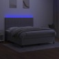 vidaXL Cama box spring colchón y luces LED tela gris claro 160x200 cm vidaXL Cama box spring colchón y luces LED tela gris claro 160x200 cm