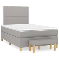 vidaXL Cama box spring con colchón tela gris claro 120x200 cm