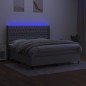 vidaXL Cama box spring colchón y luces LED tela gris claro 180x200 cm vidaXL Cama box spring colchón y luces LED tela gris claro 180x200 cm