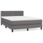 vidaXL Cama box spring con colchón cuero sintético gris 140x190 cm vidaXL Cama box spring con colchón cuero sintético gris 140x190 cm