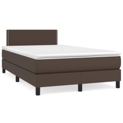 vidaXL Cama box spring con colchón cuero sintético marrón 120x200 cm