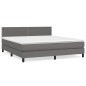 vidaXL Cama box spring con colchón cuero sintético gris 160x200 cm vidaXL Cama box spring con colchón cuero sintético gris 160x200 cm